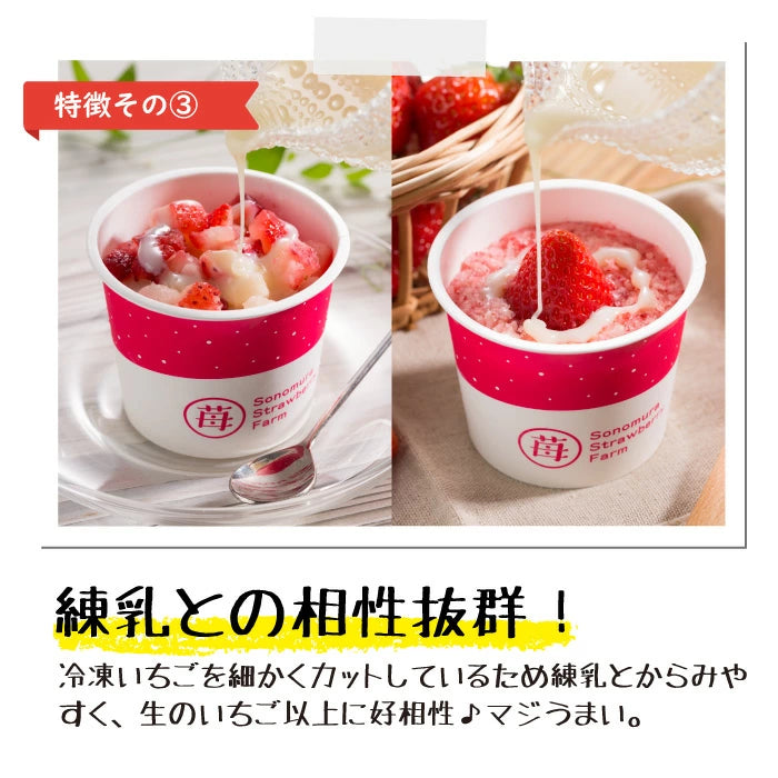 くまモン x 完熟冷凍いちご「ぷち苺」「さら苺」50g×各4カップ　練乳付き