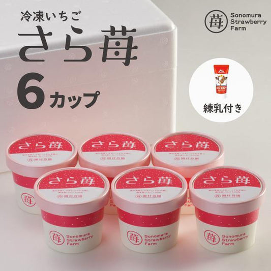 完熟冷凍いちご「さら苺」50g×6カップ 練乳付き - 園村苺園